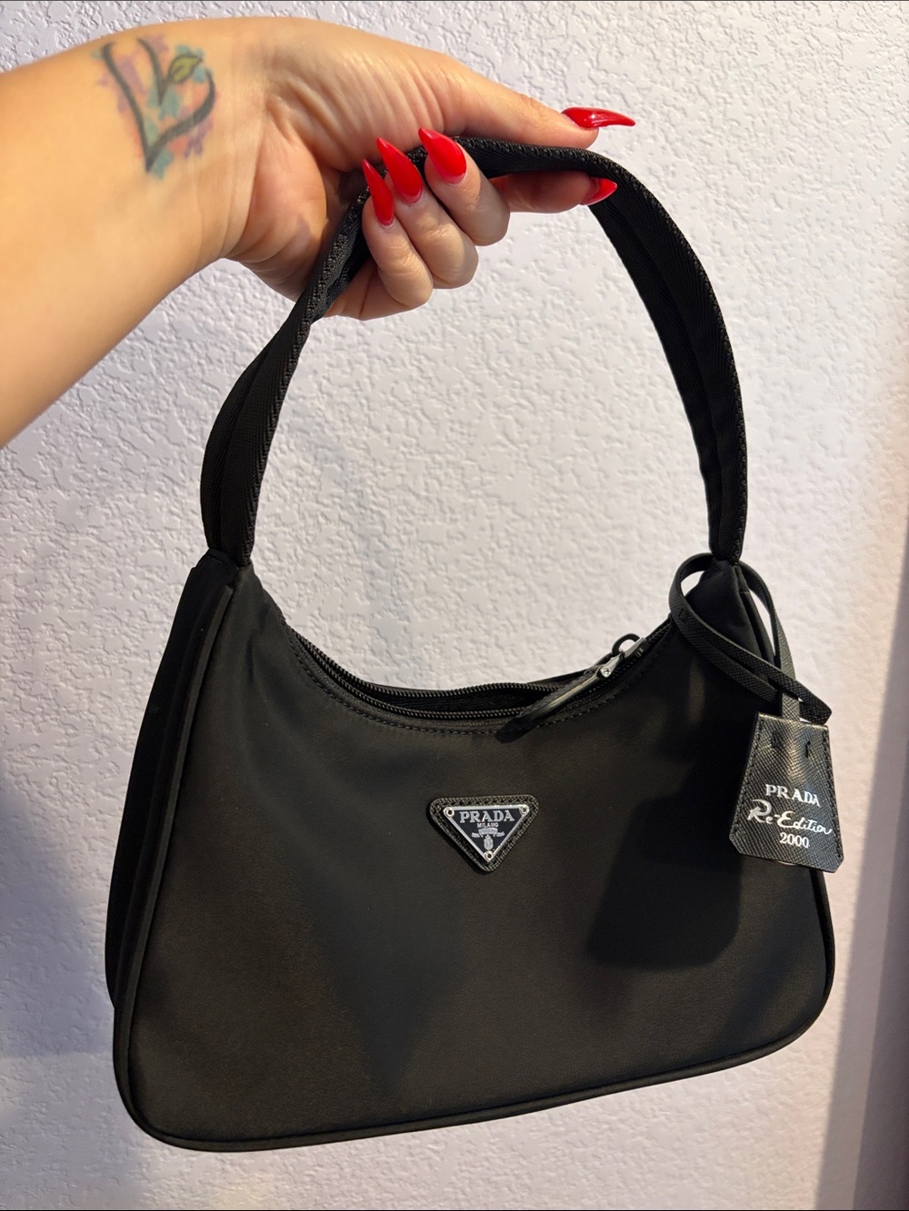 Prada Re-Edition 2000 Black Nylon Shoulder Bag w/ Dust Bag & Authenticity Card